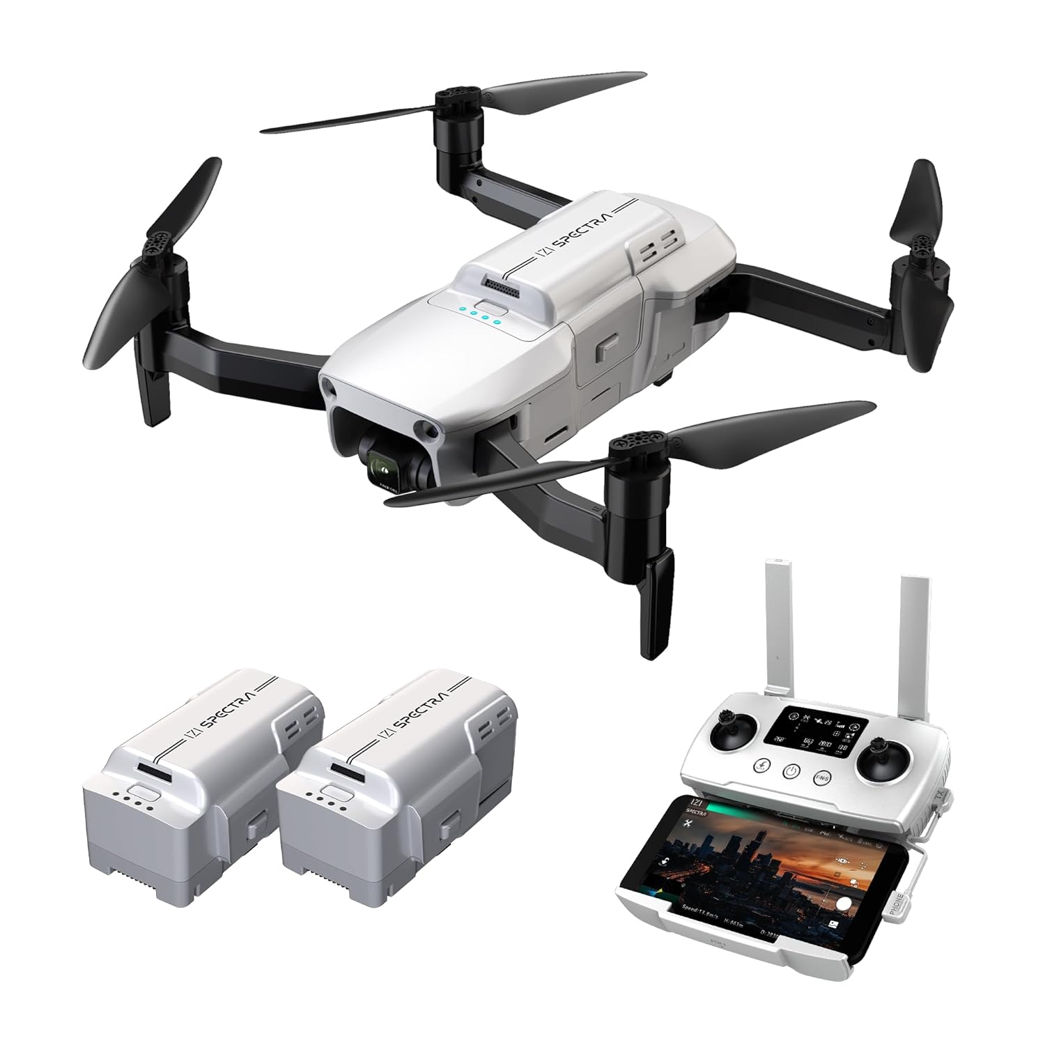 IZI Spectra Drone with Camera 4K HDR Cinematic, 1 CMOS sensor,102 Min Flight, 22KMs Video transmission, 3-Axis Gimbal, GPS drone, Omni obstacle sensor,1 key RTH, 2 Batteries